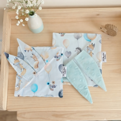 Lot de 2 doudous bébé personnalisés – Éponge bambou et coton