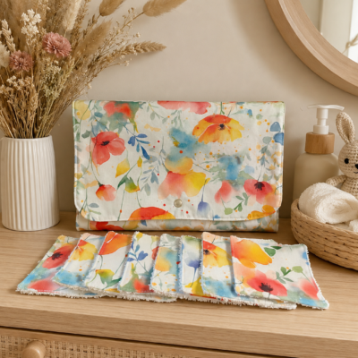 Matelas à langer nomade personnalisé avec 8 lingettes lavables assorties