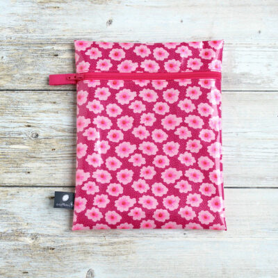 pochette toile ciree motif fleurs
