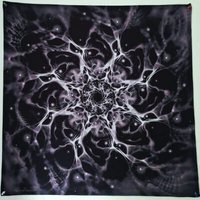 Tapisserie Fluorescente UV Singularité Toile Murale Psychédélique 75x75 cm