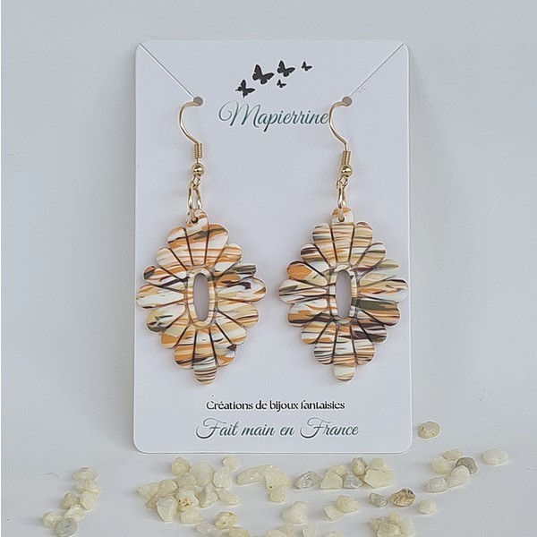 Boucles d'oreille femme fait main en pâte polymère Automne – Image 2