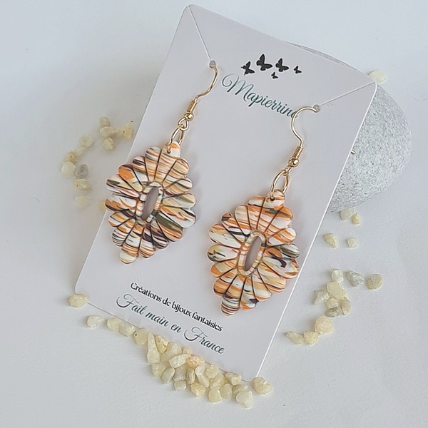 Boucles d'oreille femme fait main en pâte polymère Automne – Image 3