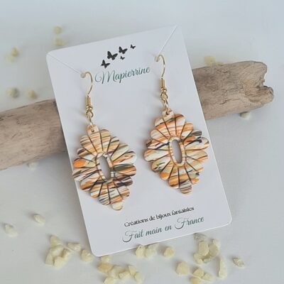 Boucles d'oreille femme fait main en pâte polymère Automne