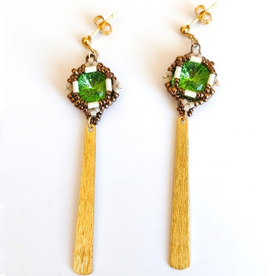 Boucles d'oreilles Gabrielle verte – Image 7