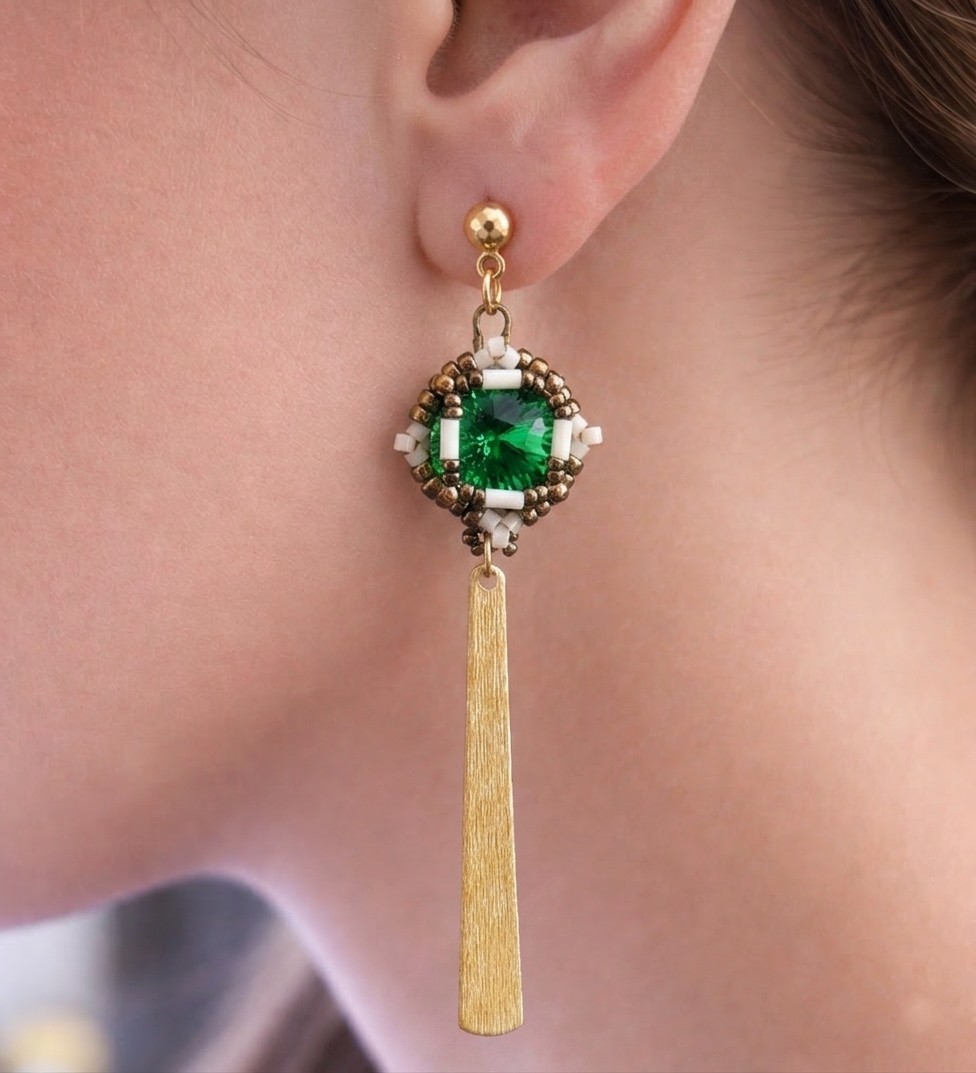 Boucles d'oreilles Gabrielle verte – Image 4