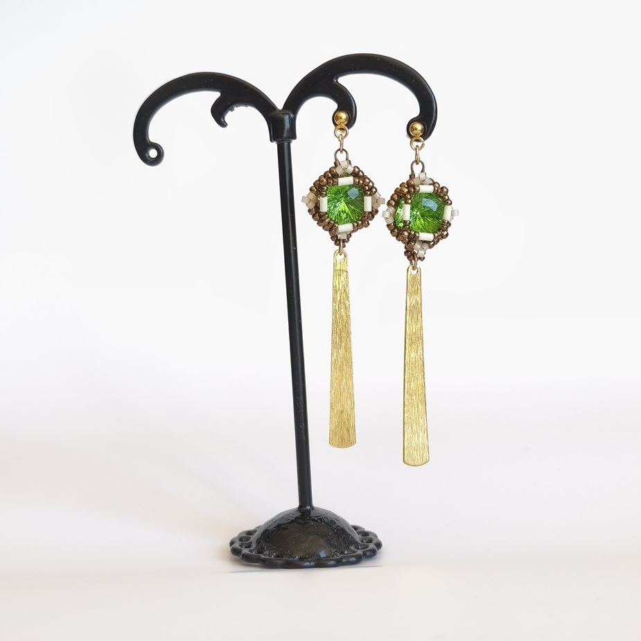 Boucles d'oreilles Gabrielle verte – Image 2