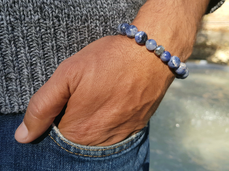 Bracelet homme en perles naturelles - Sodalite