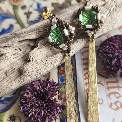 Boucles d'oreilles Gabrielle verte