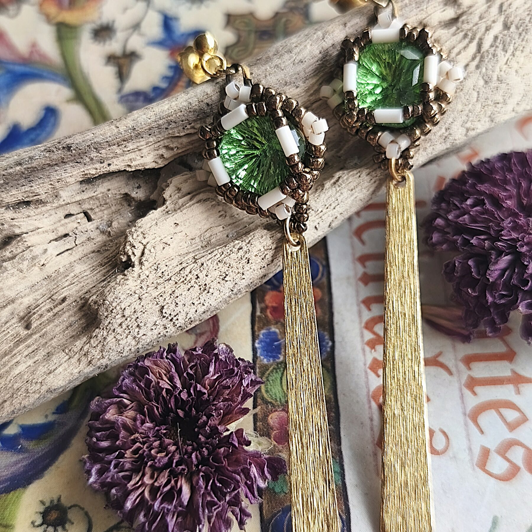 Boucles d'oreilles Gabrielle verte