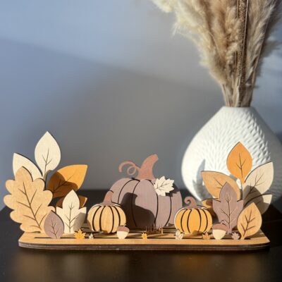 Décoration automnale en bois - Citrouilles