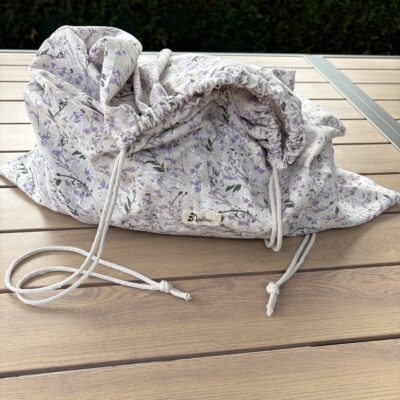 Sac à linge grande capacité en tissus lin fleur filante