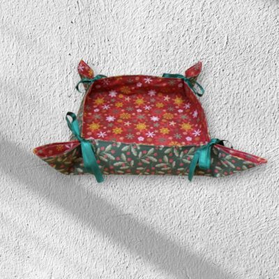 corbeille de Noël, panière à pain, vide poche à nouettes, décoration de table coton biologique, motif au choix