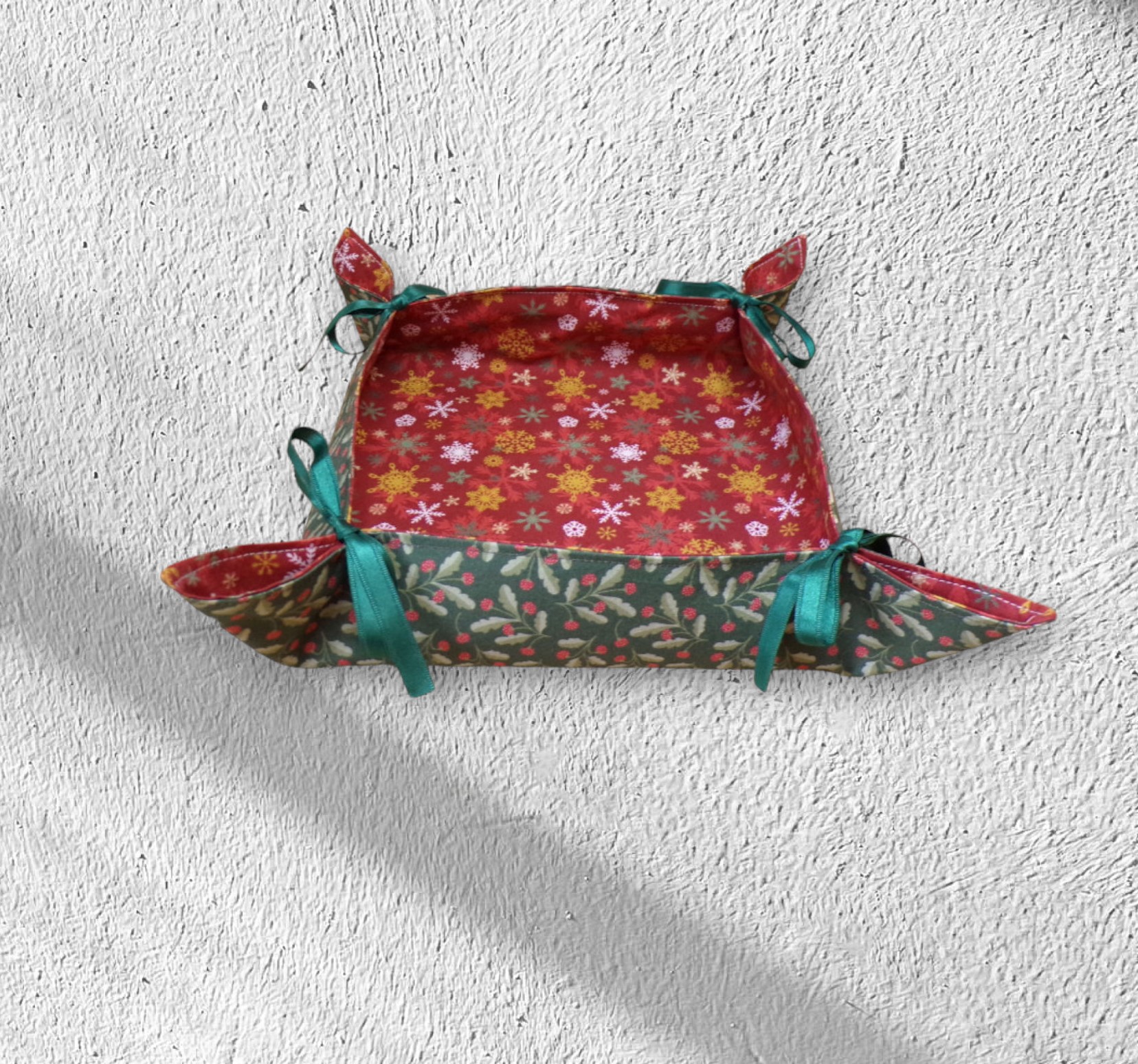 corbeille de Noël, panière à pain, vide poche à nouettes, décoration de table coton biologique, motif au choix