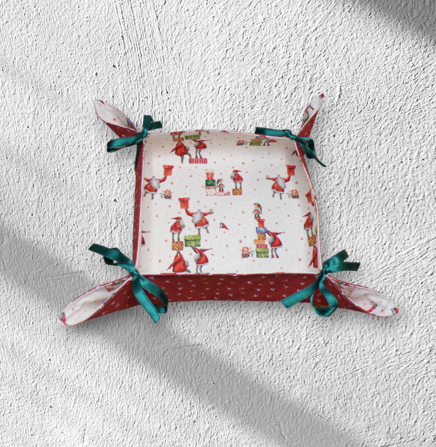 corbeille de Noël, panière à pain, vide poche à nouettes, décoration de table coton biologique, motif au choix – Image 4
