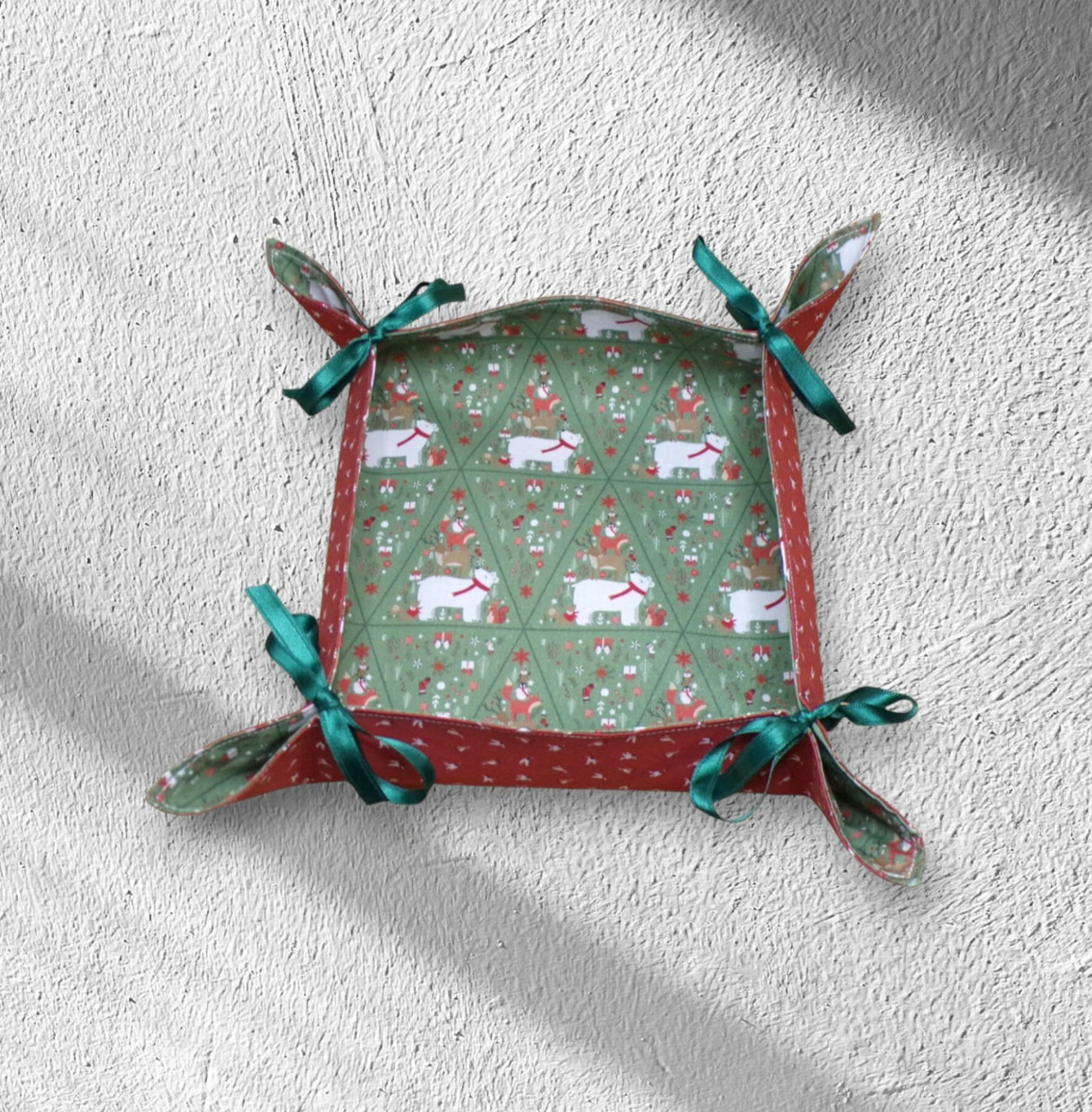 corbeille de Noël, panière à pain, vide poche à nouettes, décoration de table coton biologique, motif au choix – Image 3