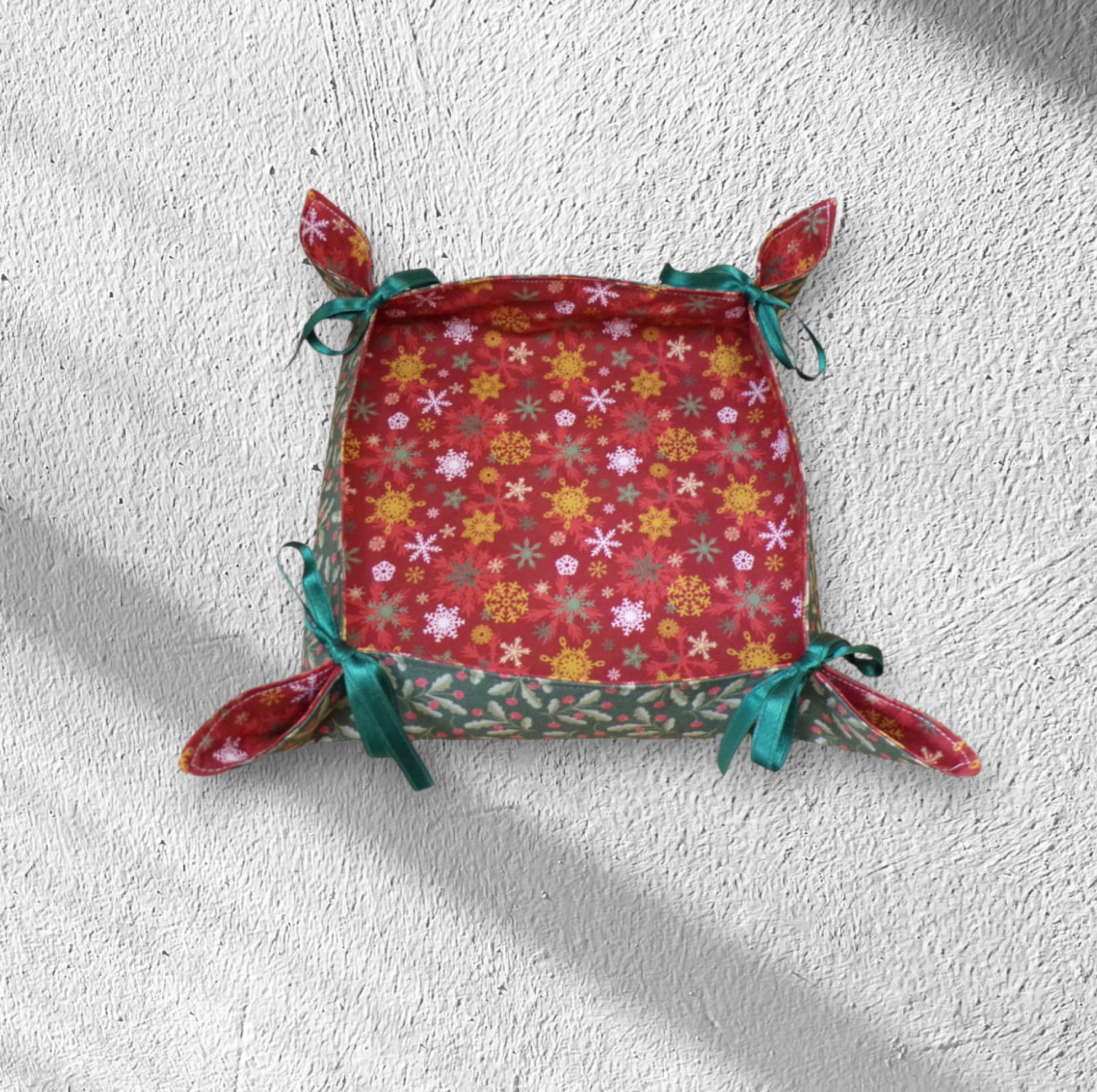 corbeille de Noël, panière à pain, vide poche à nouettes, décoration de table coton biologique, motif au choix – Image 2