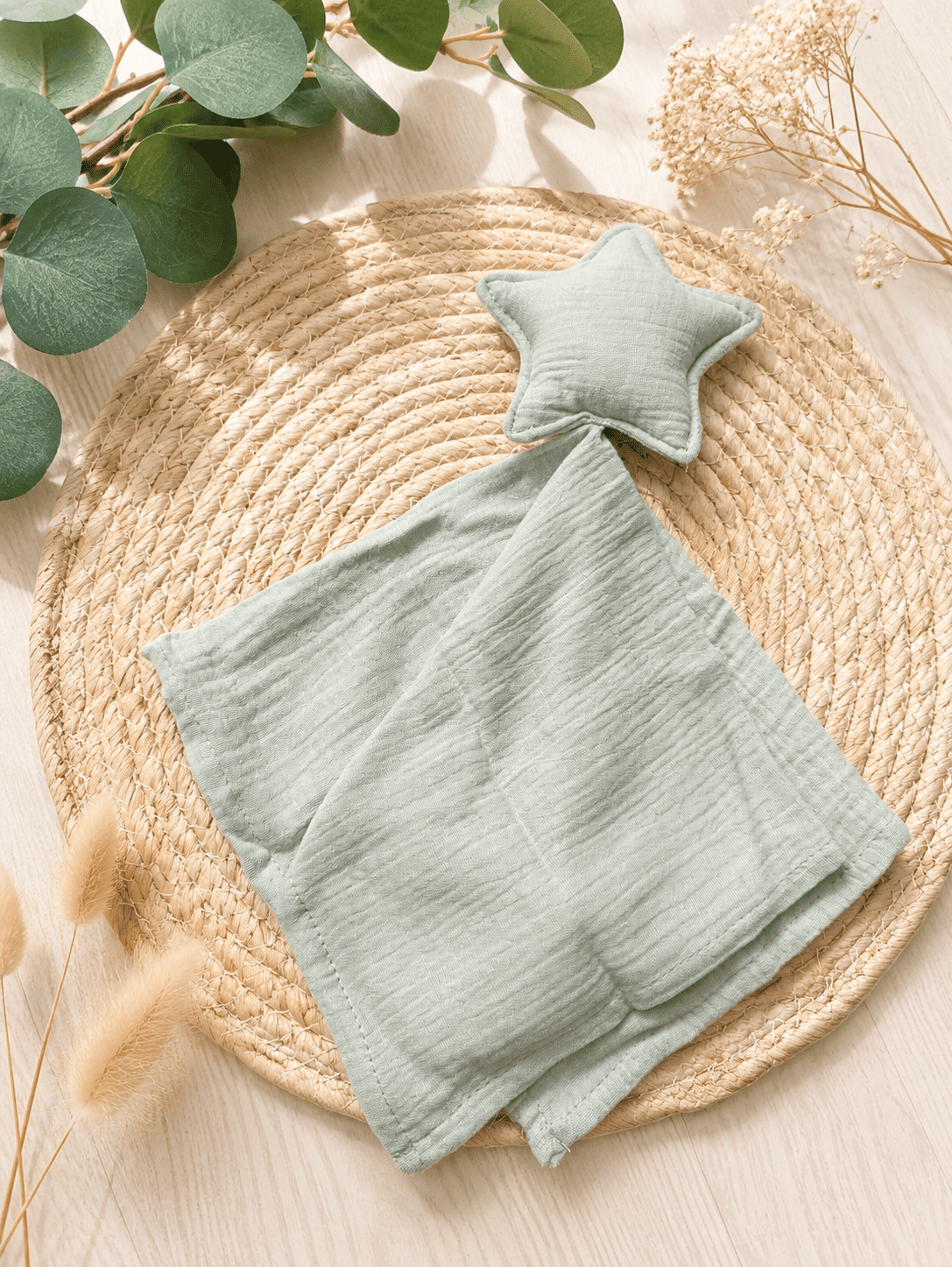 doudou étoile double gaze de coton personnalisé vert