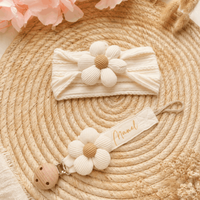 bandeau attache tétine fleur