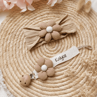 bandeau attache tétine fleur