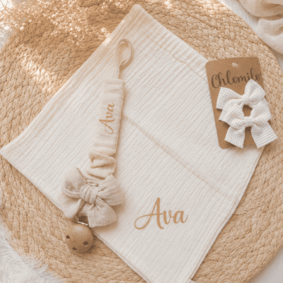 ensemble bebe doudou attache tetine barrettes