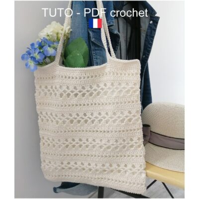 TUTO CROCHET – Sac filet orné d'un joli point fantaisie , Sac cabas , Sac de course , Sac zéro déchet , facile à réaliser !