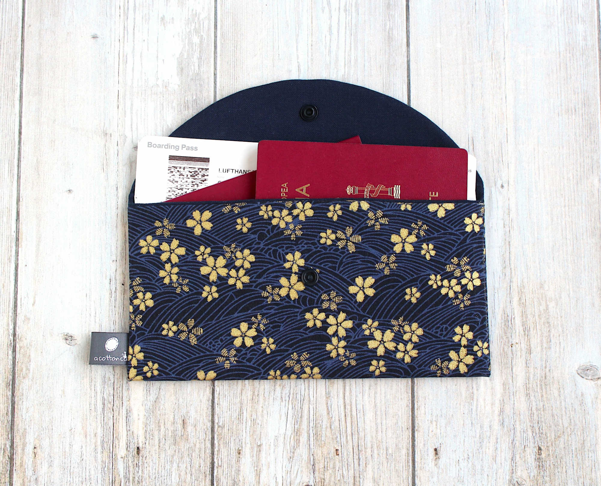 Pochette passeport billets avion, porte documents voyage, trousse japonaise enveloppe tissu – Image 2