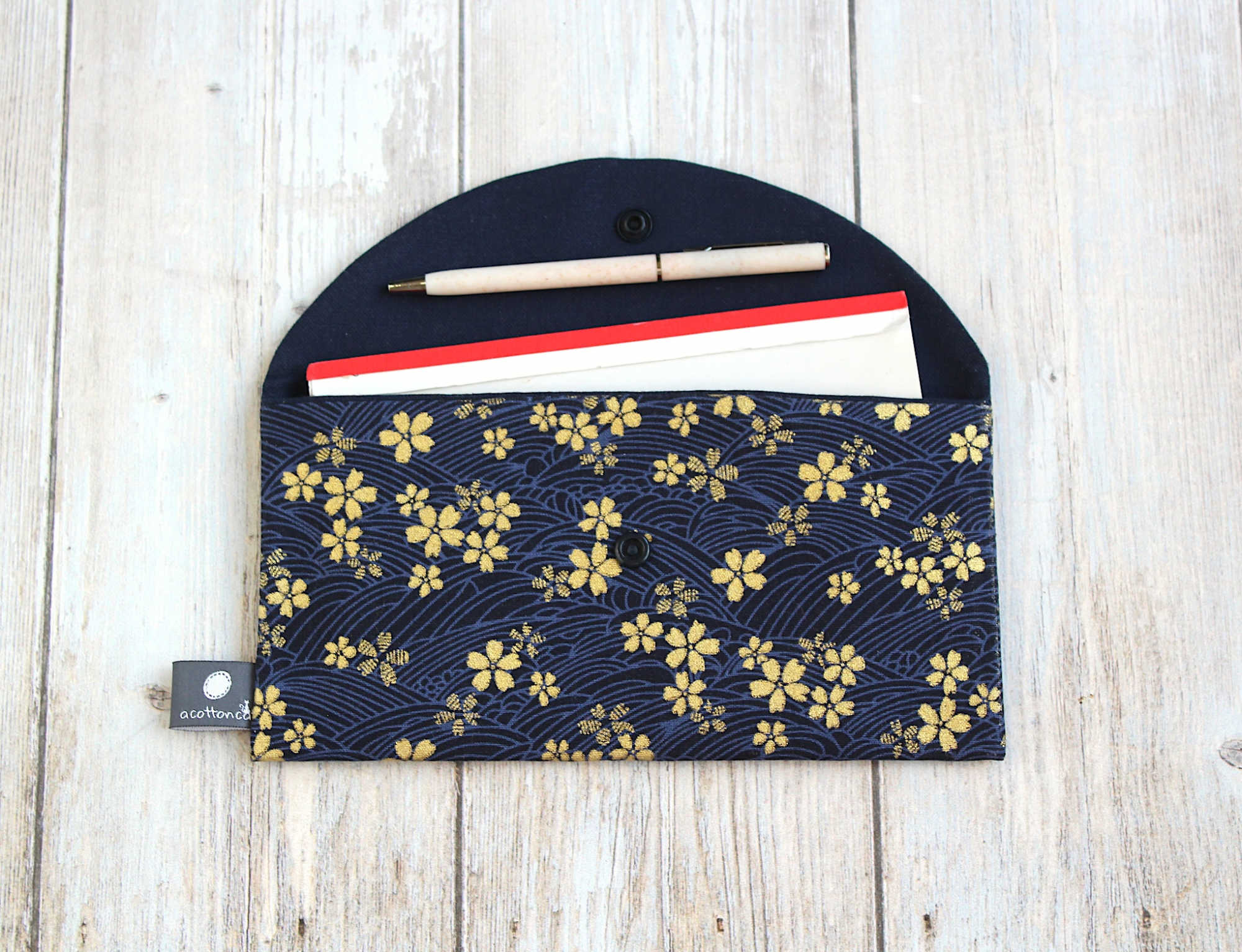 pochette range chequier et stylo tissu japon