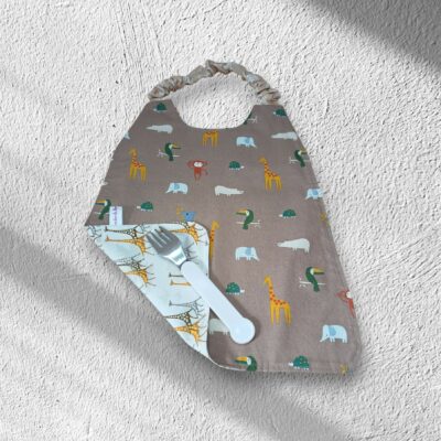 Serviette de table enfant réversible, bavoir maternelle, modèle au choix