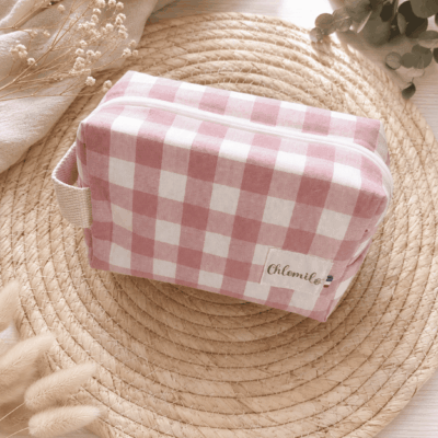 trousse de toilette vichy rose