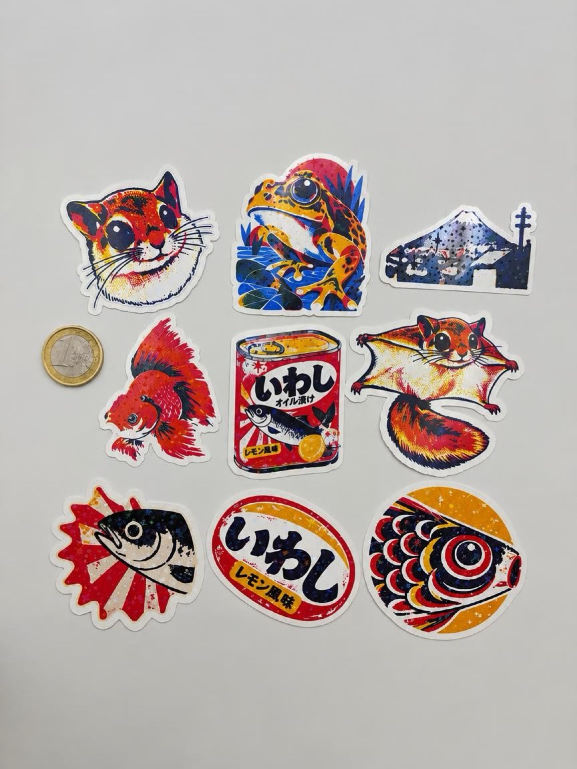 Lot de 9 stickers holographiques Japon kawaii – 6 cm – Image 2
