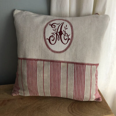 housse de coussins 45X45cm toile matelas et broderie A