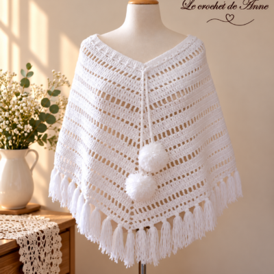TUTO CROCHET – Poncho bohème hippie aux jolis points ajourés , facile à réaliser !