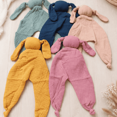 doudou lapin double gaze de coton