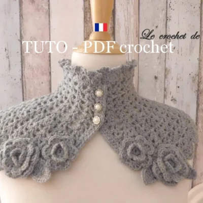 TUTO CROCHET – Tour de cou de style Japonisant , orné de belles petites fleurs !
