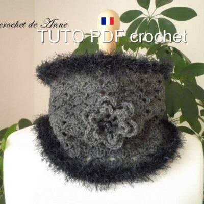 TUTO CROCHET – Snood / Tour de cou , orné d'une fleur et de bordures fourrure , facile à réaliser !