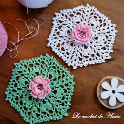 TUTO CROCHET – Motif fleur dentelle Irlandaise, Photos à chaque rang et schéma, Déco maison bohème, Applique en dentelle 8
